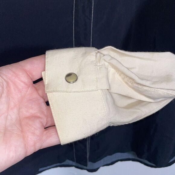 Vintage Wrangler Scarf Print Western Shirt Cream Navy Chain Medallion 80s 90s - Picture 4 of 11